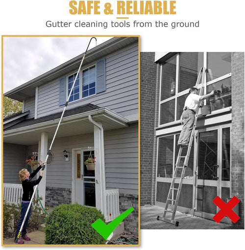 Gutter Cleaning Tool from the Ground | 16 ft Telescopic Gutter Cleaner Wand with Garden Hose Attachment