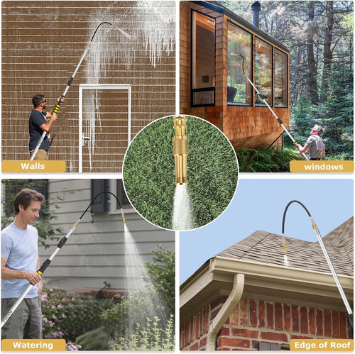 Gutter Cleaning Tool from the Ground | 16 ft Telescopic Gutter Cleaner Wand with Garden Hose Attachment