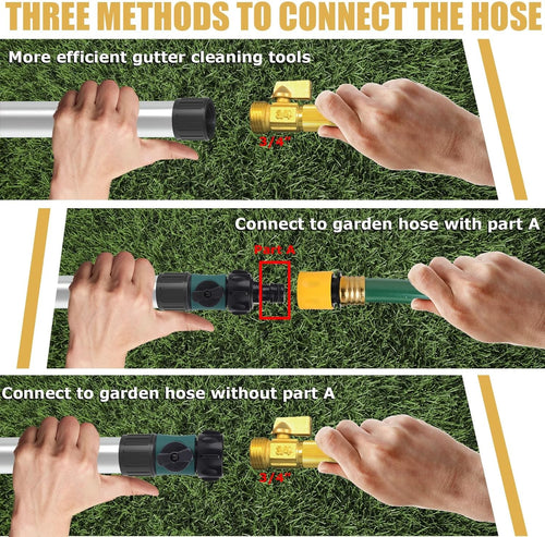 Gutter Cleaning Tool from the Ground | 16 ft Telescopic Gutter Cleaner Wand with Garden Hose Attachment