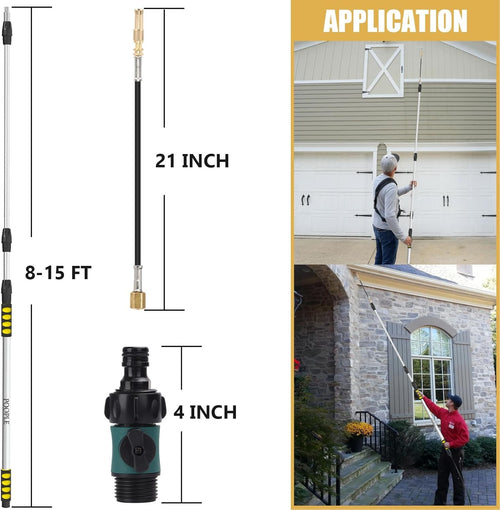 Gutter Cleaning Tool from the Ground | 16 ft Telescopic Gutter Cleaner Wand with Garden Hose Attachment