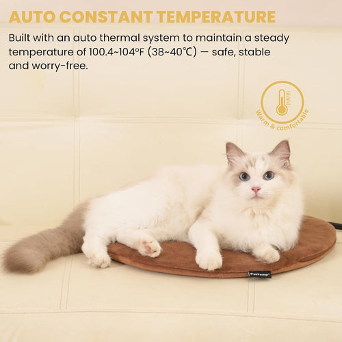 Heated Cat Bed Pad with Built-in Thermostat | Heated Cat Bed, Pet Heating Pad for Cats and Small Dogs, Indoor