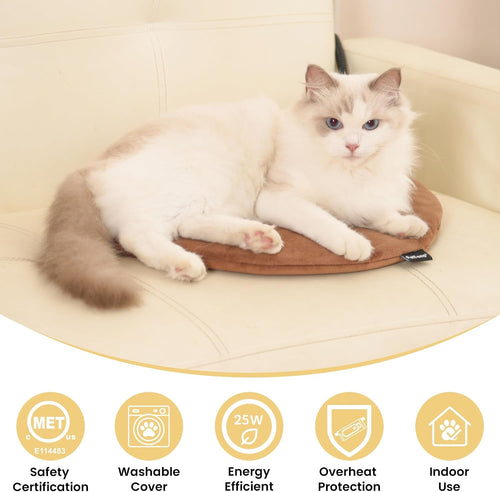 Heated Cat Bed Pad with Built-in Thermostat | Heated Cat Bed, Pet Heating Pad for Cats and Small Dogs, Indoor