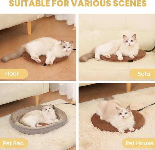 Heated Cat Bed Pad with Built-in Thermostat | Heated Cat Bed, Pet Heating Pad for Cats and Small Dogs, Indoor