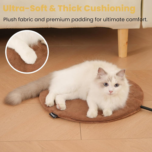 Heated Cat Bed Pad with Built-in Thermostat | Heated Cat Bed, Pet Heating Pad for Cats and Small Dogs, Indoor