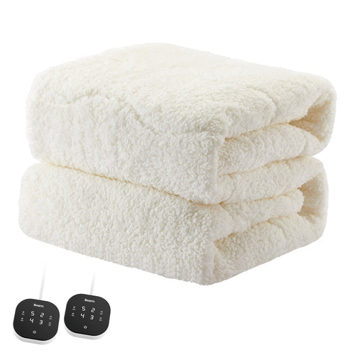 Heated Mattress Pad Queen with Dual Controls | Sherpa Electric Mattress Pad, Dual Zone Bed Warmer, Deep Pocket