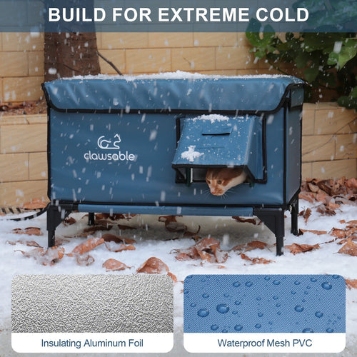 Heated Outdoor Cat House, Insulated and Waterproof | Heated Cat House for Outdoor Cats, Feral Cat Shelter for Winter
