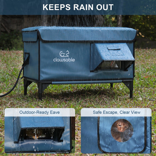 Heated Outdoor Cat House, Insulated and Waterproof | Heated Cat House for Outdoor Cats, Feral Cat Shelter for Winter