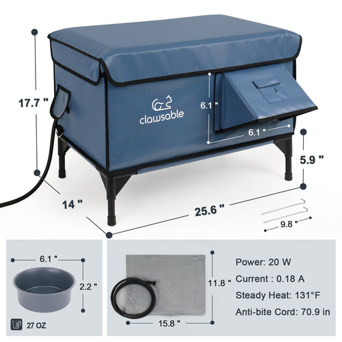 Heated Outdoor Cat House, Insulated and Waterproof | Heated Cat House for Outdoor Cats, Feral Cat Shelter for Winter