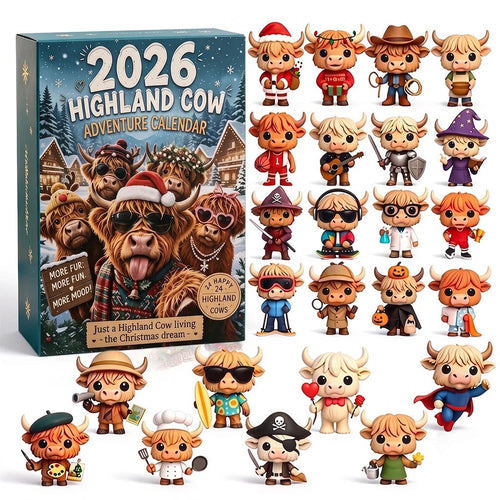 2026 Highland Cow Christmas Advent Calendar | 24 Funny Highland Cow Figures
