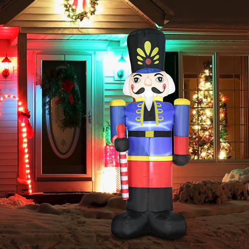 8 ft Christmas Inflatable Nutcracker Soldier with LED Lights | Christmas Inflatables Outdoor, Blow Up Yard Decoration
