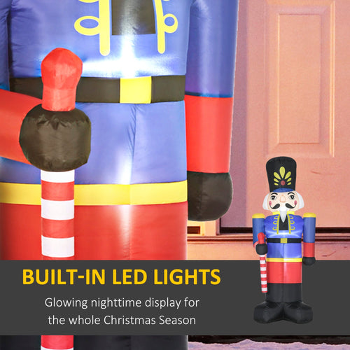 8 ft Christmas Inflatable Nutcracker Soldier with LED Lights | Christmas Inflatables Outdoor, Blow Up Yard Decoration