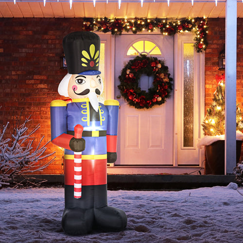 8 ft Christmas Inflatable Nutcracker Soldier with LED Lights | Christmas Inflatables Outdoor, Blow Up Yard Decoration