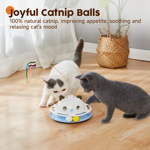 4-in-1 Automatic Cat Toy with Butterfly and Feather | Interactive Cat Toys for Indoor Cats, Electronic Kitten Toy