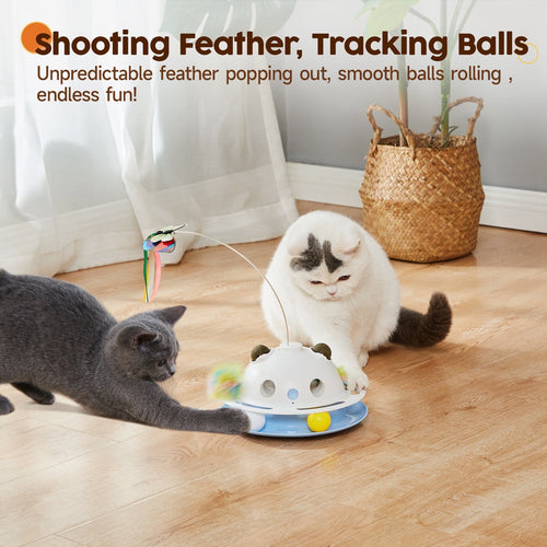 4-in-1 Automatic Cat Toy with Butterfly and Feather | Interactive Cat Toys for Indoor Cats, Electronic Kitten Toy