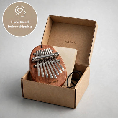 Velora Kalimba™ | 8 tines, free 30 song book, her first song the same evening