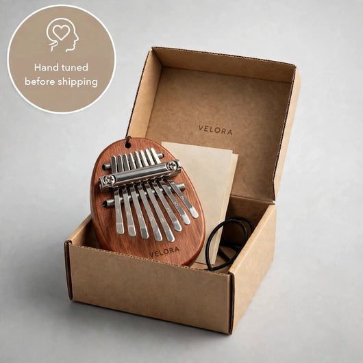 Velora Kalimba™ | 8 tines, free 30 song book, her first song the same evening