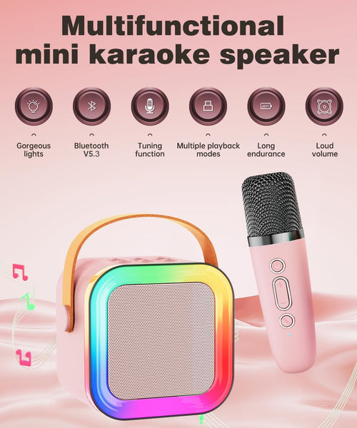 Kids Karaoke Machine with 2 Wireless Microphones | Karaoke Machine, Bluetooth Karaoke Speaker, Mini Karaoke
