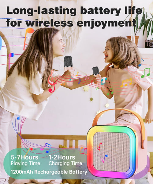 Kids Karaoke Machine with 2 Wireless Microphones | Karaoke Machine, Bluetooth Karaoke Speaker, Mini Karaoke