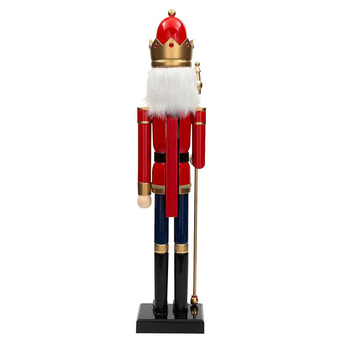 Large Wooden Nutcracker 3 ft with Scepter | Nutcracker Christmas Decor, Big Red Nutcracker Soldier Statue