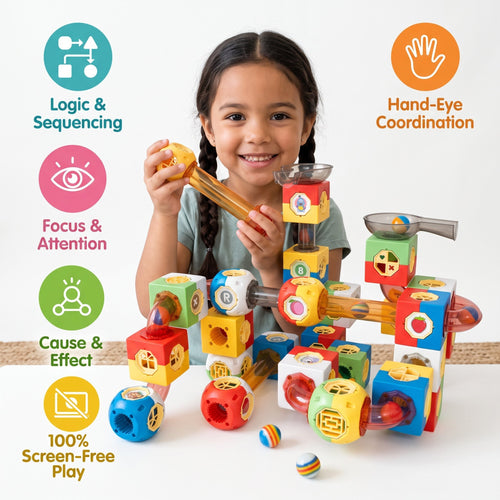 Marble Run Building Blocks Set | Marble Run for Kids, STEM Building Toy, Marble Track