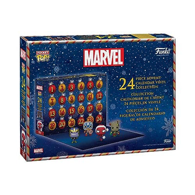 Back of the Marvel Funko advent calendar showing the 24 doors