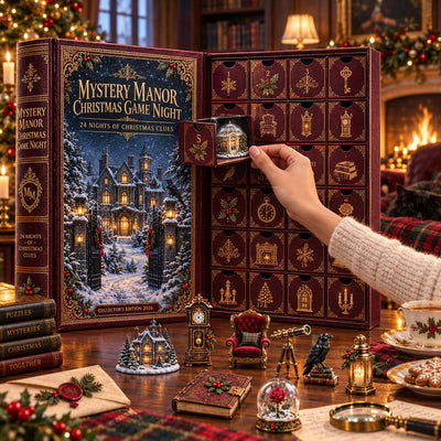 Mystery Manor Christmas Game Night Advent Calendar 2026 | 24 Nights of Christmas Clues
