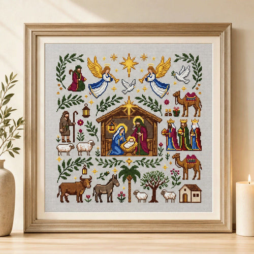 Nativity Cross Stitch Kit | Christmas Embroidery Kit for Beginners