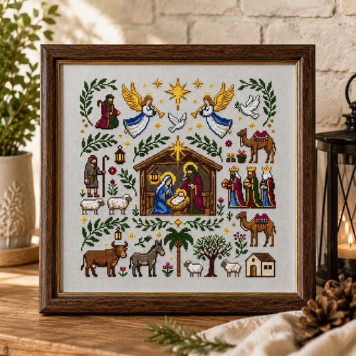 Nativity Cross Stitch Kit | Christmas Embroidery Kit for Beginners