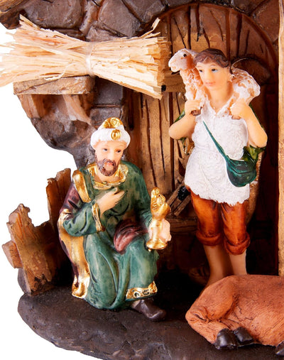 Nativity Set with Stable | 11 Hand-Painted Resin Figurines for Christmas