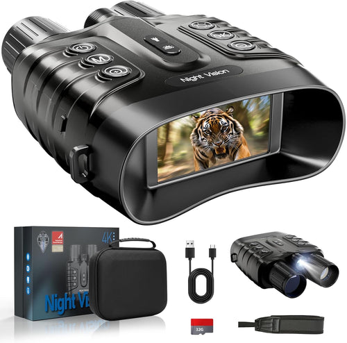 Night Vision Binoculars 4K | Digital Infrared Night Vision Goggles with 3 Inch Screen and Recording