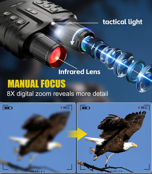 Night Vision Binoculars 4K | Digital Infrared Night Vision Goggles with 3 Inch Screen and Recording