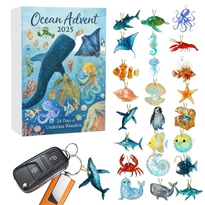 Ocean Animals Advent Calendar 2026 | 24 Sea Creature Ornaments