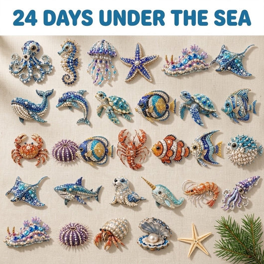 Ocean Pearl Creature Advent Calendar 2026 | 24 Jewelled Sea Creature Ornaments