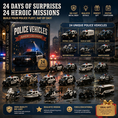 Police Vehicles Advent Calendar 2026 | 24 Police Car Acrylic Ornaments