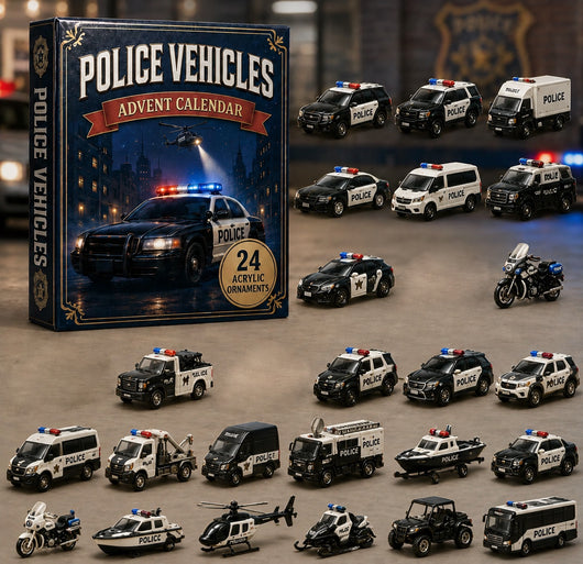 Police Vehicles Advent Calendar 2026 | 24 Police Car Acrylic Ornaments