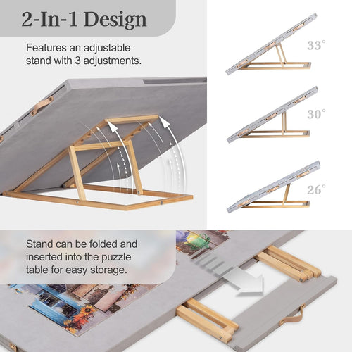 Puzzle Table with 6 Drawers, Cover and Tilting Stand | 1500 Piece Puzzle Board, Jigsaw Puzzle Table for Adults