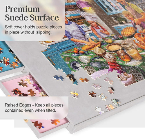 Puzzle Table with 6 Drawers, Cover and Tilting Stand | 1500 Piece Puzzle Board, Jigsaw Puzzle Table for Adults