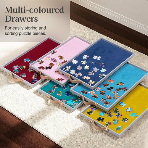 Puzzle Table with 6 Drawers, Cover and Tilting Stand | 1500 Piece Puzzle Board, Jigsaw Puzzle Table for Adults