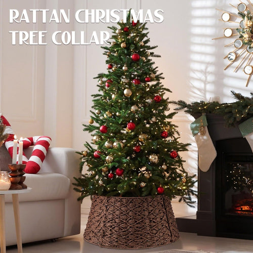 Christmas Tree Collar in Woven Rattan | Wicker Tree Skirt, Christmas Tree Stand Cover, Tree Basket
