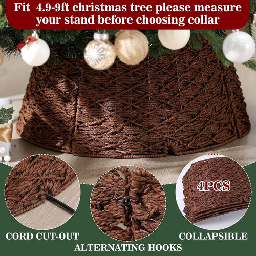 Christmas Tree Collar in Woven Rattan | Wicker Tree Skirt, Christmas Tree Stand Cover, Tree Basket