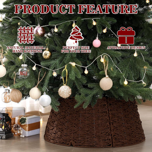 Christmas Tree Collar in Woven Rattan | Wicker Tree Skirt, Christmas Tree Stand Cover, Tree Basket