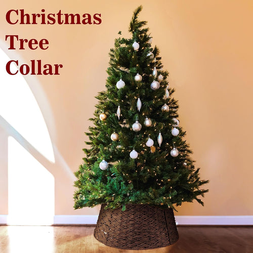 Christmas Tree Collar in Woven Rattan | Wicker Tree Skirt, Christmas Tree Stand Cover, Tree Basket