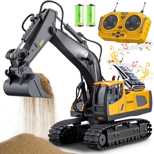 11-Channel RC Excavator with Metal Bucket | RC Excavator, Remote Control Excavator, Construction Toy for Kids