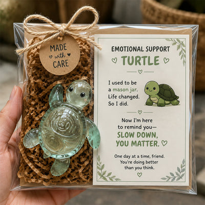 Recycled Glass Emotional Support Turtle | Pocket Companion Gift