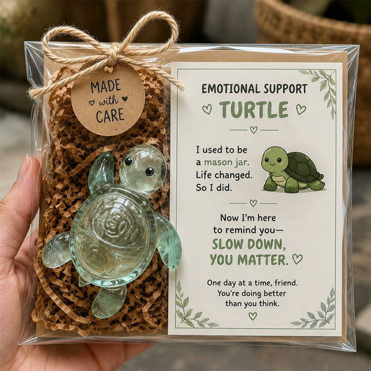 Recycled Glass Emotional Support Turtle | Pocket Companion Gift