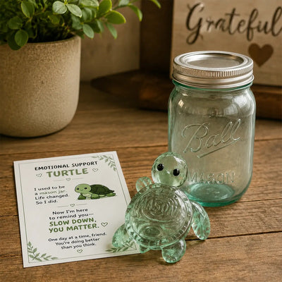 Recycled Glass Emotional Support Turtle | Pocket Companion Gift