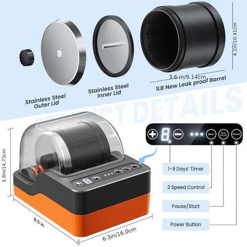 Rock Tumbler Kit | Rock Polisher with 9-Day Timer and 3 Speeds for Kids and Adults