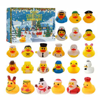 All 24 yellow Christmas rubber ducks