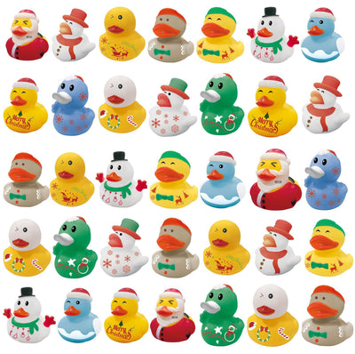 All 24 pink Christmas rubber ducks