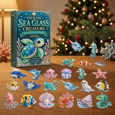 Ocean Sea Glass Creature Advent Calendar 2026 | 24 Sea Glass Style Ornaments